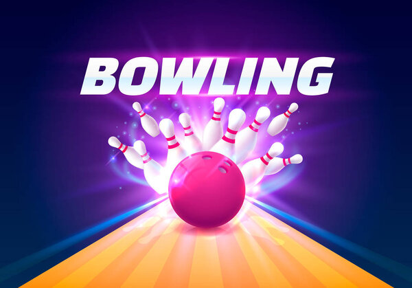 Bowling club poster with the bright background.