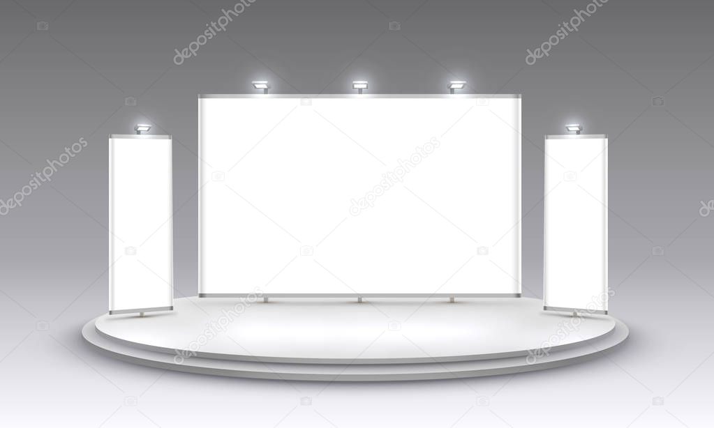Scene show Podium for presentations on the white background.