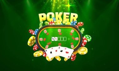 Poker masasında kartları ve cips arka plan ile.