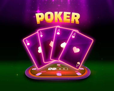 Poker masasında kartları ve cips arka plan ile.