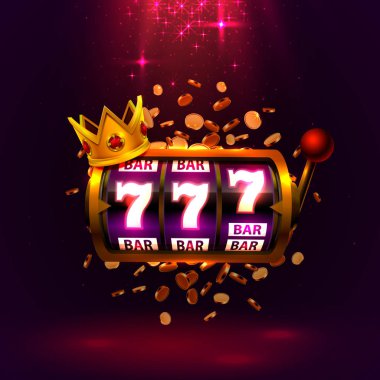 Kırmızı arka planda Kral yuvaları 777 afiş casino.