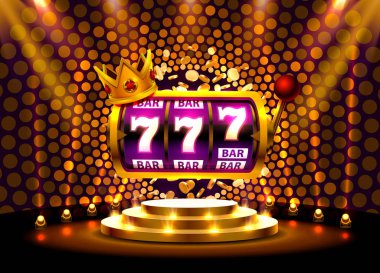 Kral yuvaları 777 altın arka plan üzerinde afiş casino.