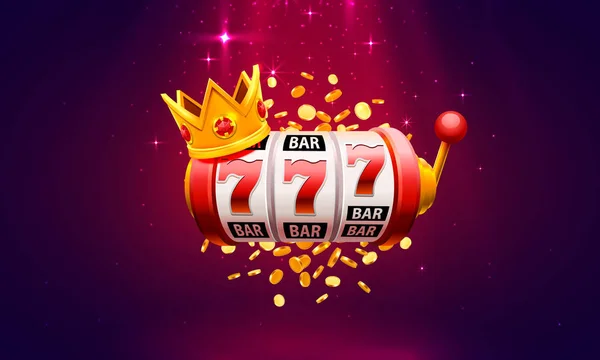 Casino 777 slot, label winnaar banner signboard. Vector — Stockvector