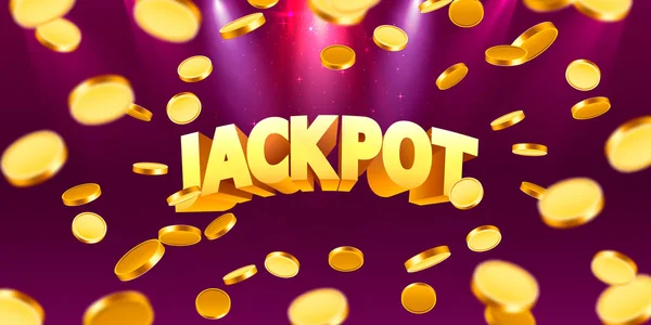 Jackpot na forma de moedas de ouro. Isolado no fundo vermelho. Vetor — Vetor de Stock