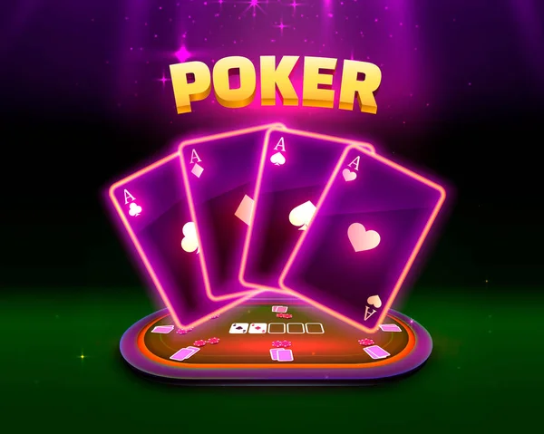 Mesa de poker com as cartas e fichas de fundo . —  Vetores de Stock