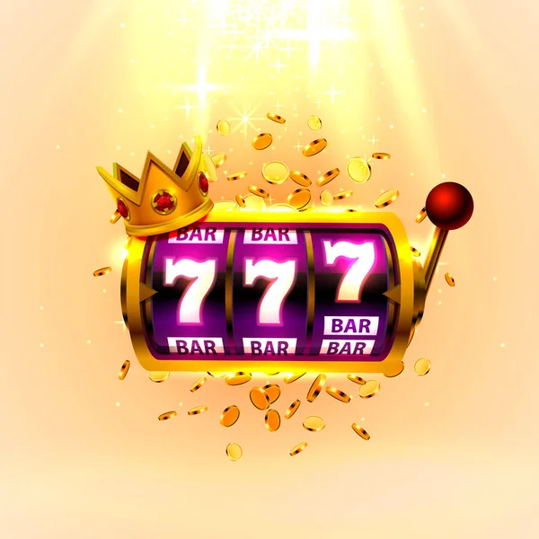 Игровые автоматы King 777 Banner casino на золотом фоне . — стоковый вектор