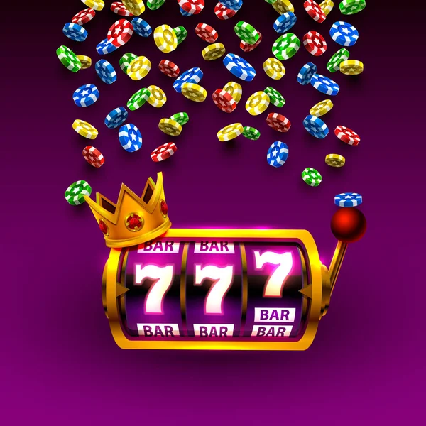 King slots 777 banner Casino på den lila bakgrunden. — Stock vektor