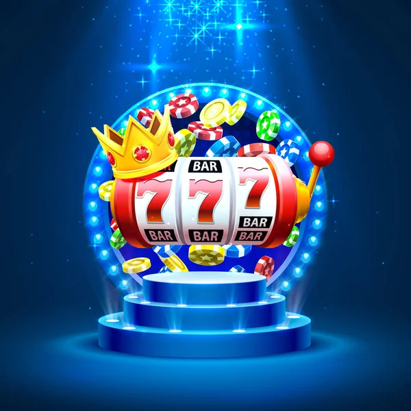 King slots 777 banner casino on the golden background. — Stock Vector