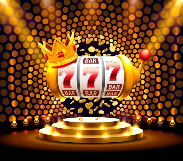 Kral yuvaları 777 altın arka plan üzerinde afiş casino. — Stok Vektör