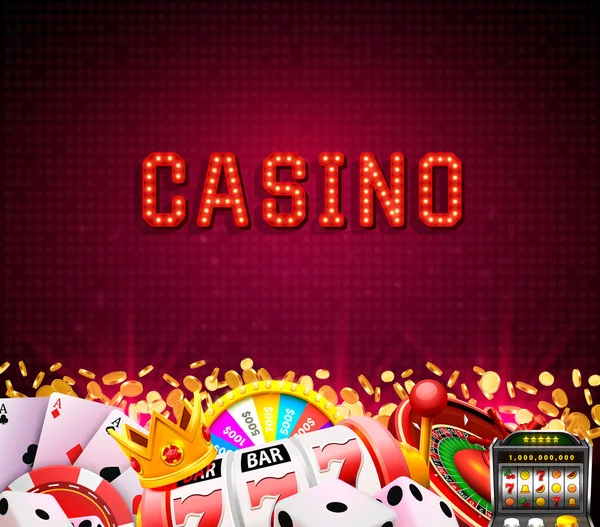 Casino dice banner skylt på bakgrund. — Stock vektor