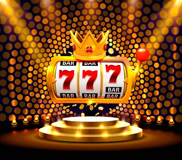 King slots 777 banner casino on the golden background. — Stock Vector