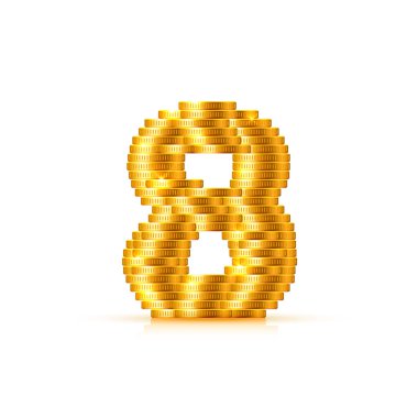 Altın sikkelerden yapılmış vektör yazı tipi stili.