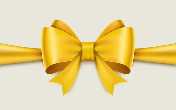 Realistic yellow bow isolated on white background. — Stock Vector