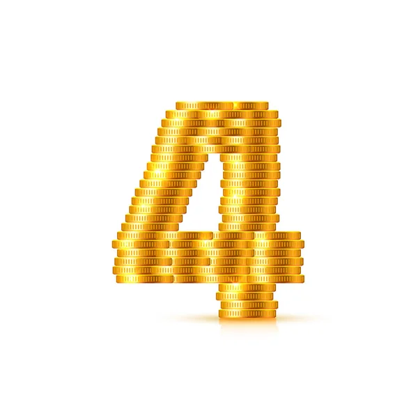 Vector lettertypestijl gemaakt van gouden munten. — Stockvector