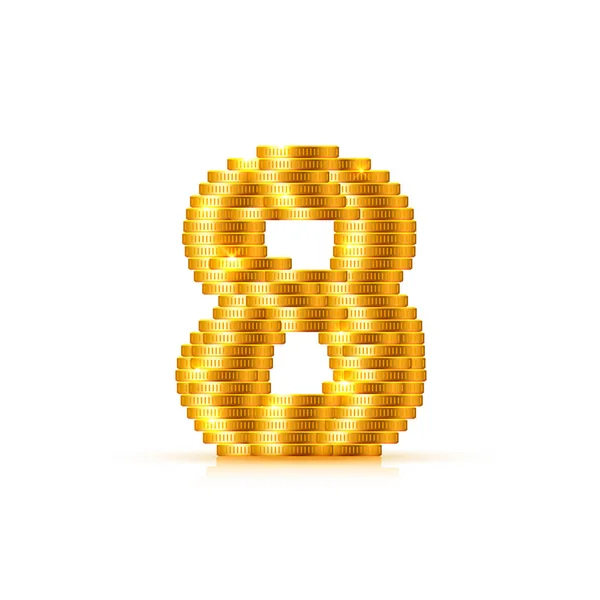 黄金のコインで作られたベクトルフォントスタイル. — ストックベクタ