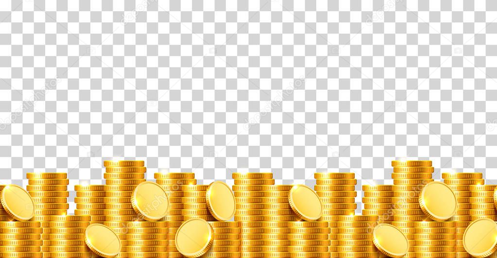 A lot of coins on a transparent background. Vector