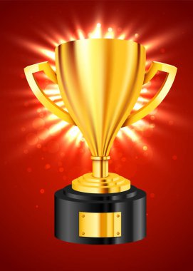 Işık kiriş ile Gerçekçi Altın Kupa. Ödül kupası