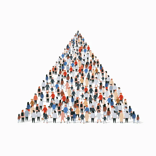 Μεγάλη ομάδα ανθρώπων σε σχήμα πυραμίδας. Έννοια των πληροφοριων γραφικών. — Διανυσματικό Αρχείο