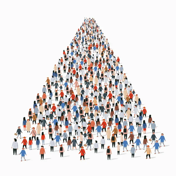 Template with a crowd of business people standing in a line. People crowd. — Stock Vector