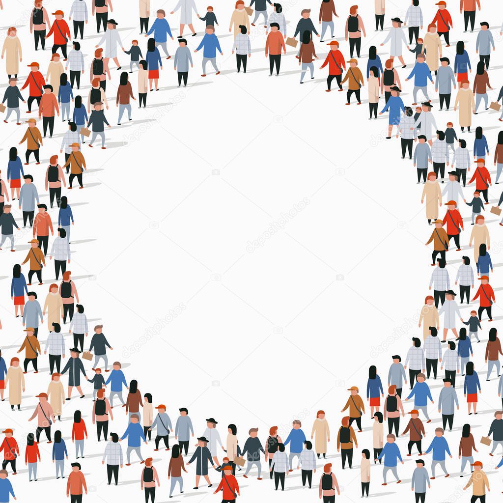 Large group of people in the circle shape.