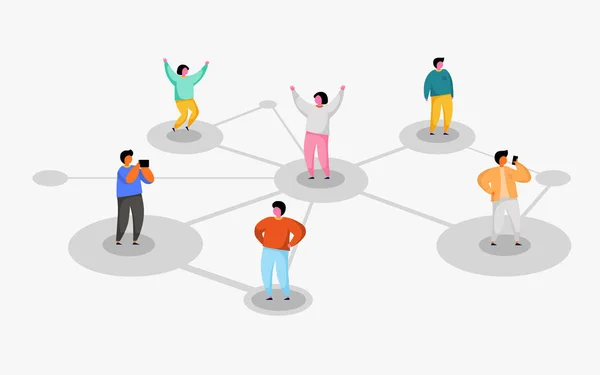 Conectando personas. Concepto de red social. Refiera un programa de amigos . — Vector de stock