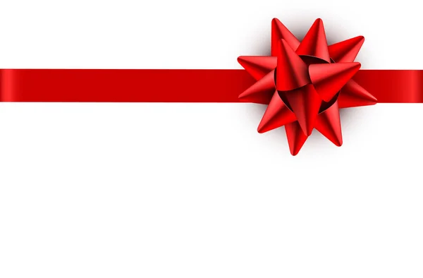 Rode strik satijnen lint geïsoleerd op witte achtergrond met clipping pad voor geschenkdoos wrap en vakantie kaart ontwerp decoratie-element. — Stockvector