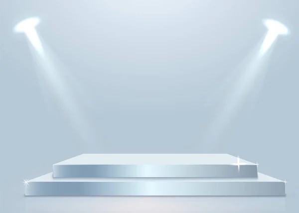 Podium scène avec éclairage, scène de podium scène avec pour la cérémonie de remise des prix sur fond blanc . — Image vectorielle