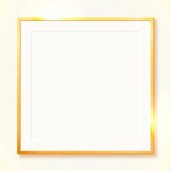 Guld blanka Vintage gränsen isolerad på transparent bakgrund. Gyllene lyx realistisk rektangel ram. — Stock vektor