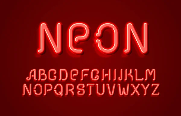 霓虹灯市红色字体。英语字母符号. — 图库矢量图片