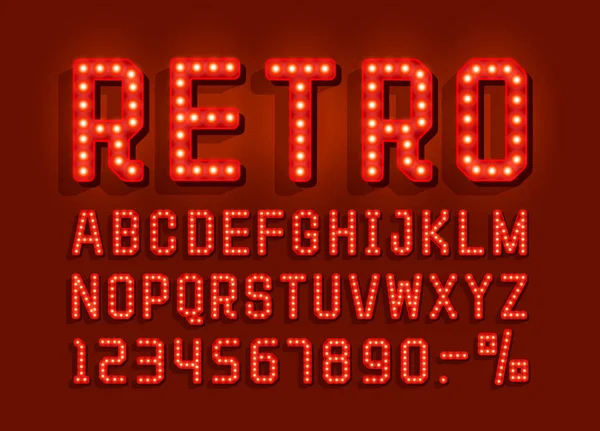 Retro-Schrift vintage, Lichtzeichenset. Vektor — Stockvektor