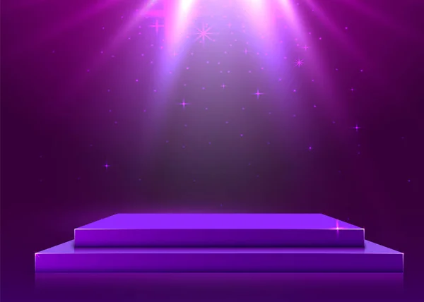 Stage podium with lighting, Stage Podium Scene with for Award Ceremony on purple Background.