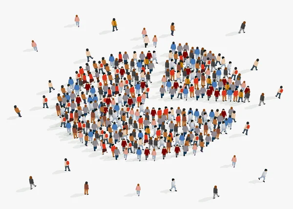 Rapport populatie demografische gegevens, cirkeldiagram samengesteld uit mensen. — Stockvector