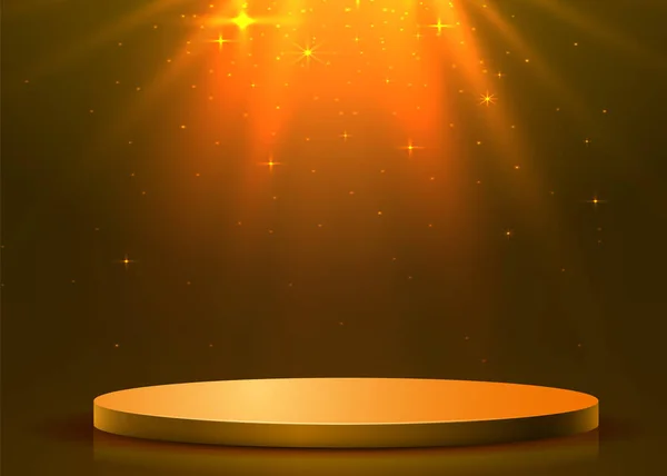 Podium rond abstrait illuminé avec projecteur. Concept de cérémonie de remise des prix. Contexte de la scène. — Image vectorielle