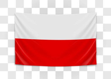 Polonya bayrağı asılı. Polonya Cumhuriyeti. Polonya ulusal bayrak kavramı. Vektör çizim.