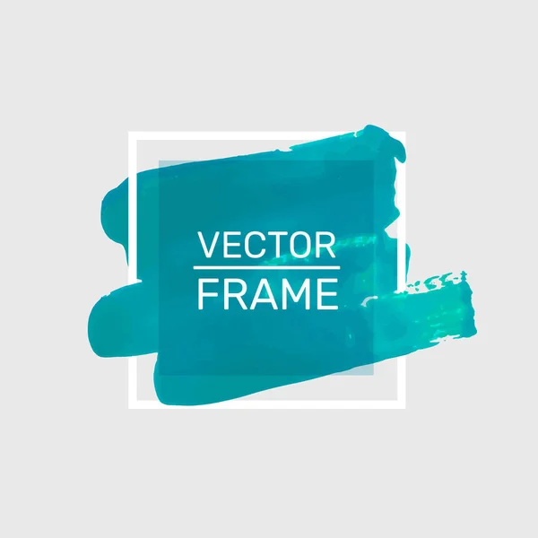 Dibuja pintura marco turquesa, cartel de arte. Vector — Archivo Imágenes Vectoriales