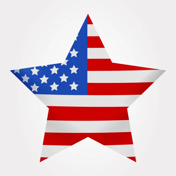 Den amerikanska flaggan ut som stjärna formad symbol. Big Star amerikanska flaggan på vit bakgrund. — Stock vektor