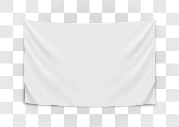 Die weiße Fahne hängt leer. Blankoscheck-Konzept. — Stockvektor