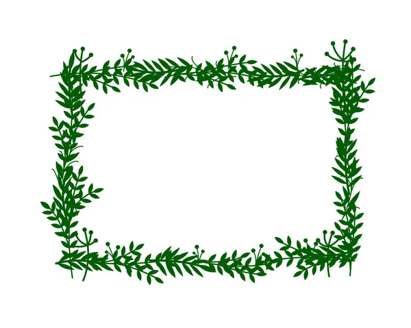 Marco de hojas, marco blanco sobre fondo con vegetación . — Archivo Imágenes Vectoriales