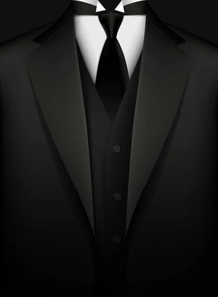 Elegante smoking preto com gravata. Conceito VIP — Vetor de Stock