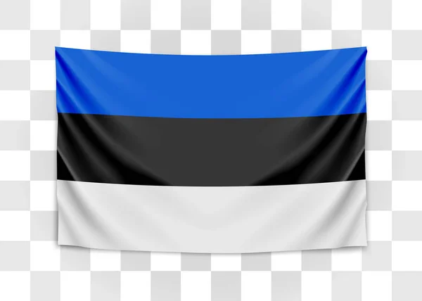 Κρέμονται σημαία της Εσθονίας. Δημοκρατία της Εσθονίας. Εθνική σημαία έννοια. — Διανυσματικό Αρχείο