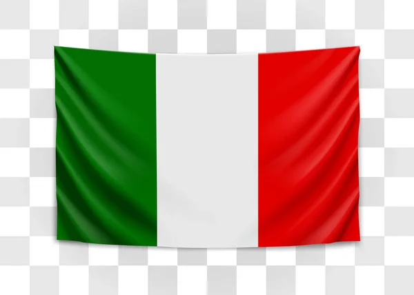 Bandiera appesa d'Italia. Repubblica italiana. Concetto bandiera nazionale . — Vettoriale Stock