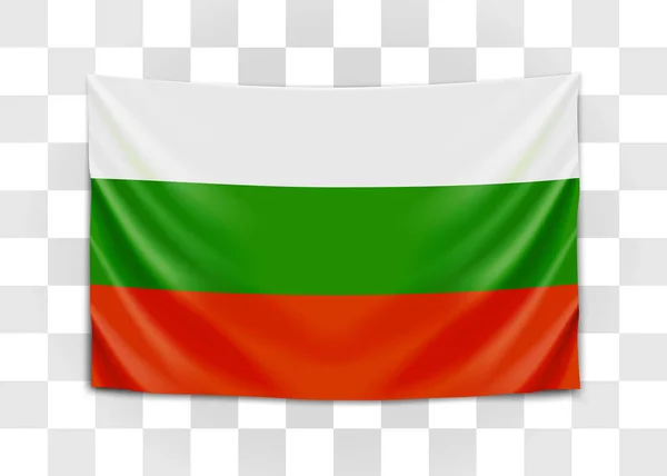 Bandera colgante de Bulgaria. República de Bulgaria. Concepto de bandera nacional . — Archivo Imágenes Vectoriales