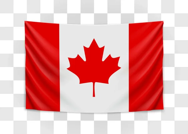 Kanada bayrağı asılı. Kanada. Ulusal bayrak kavramı. — Stok Vektör