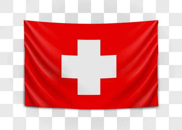 Hängande flagga i Schweiz. Schweiziska edsförbundet. Flagga-konceptet. — Stock vektor