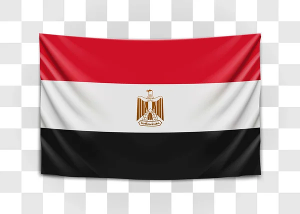 Hanging flag of Egypt. Arab Republic of Egypt. National flag concept. — Stock Vector