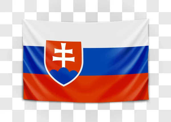 Vlag van Slowakije opknoping. Slowaakse Republiek. Nationale vlag concept. — Stockvector