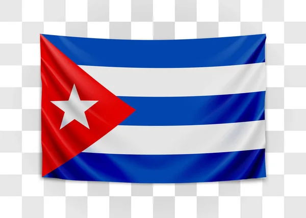 Bandeira pendurada de Cuba. República de Cuba. Conceito de bandeira nacional cubana . — Vetor de Stock