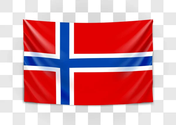 Κρέμονται σημαία της Νορβηγίας. Βασίλειο της Νορβηγίας. Εθνική σημαία έννοια. — Διανυσματικό Αρχείο
