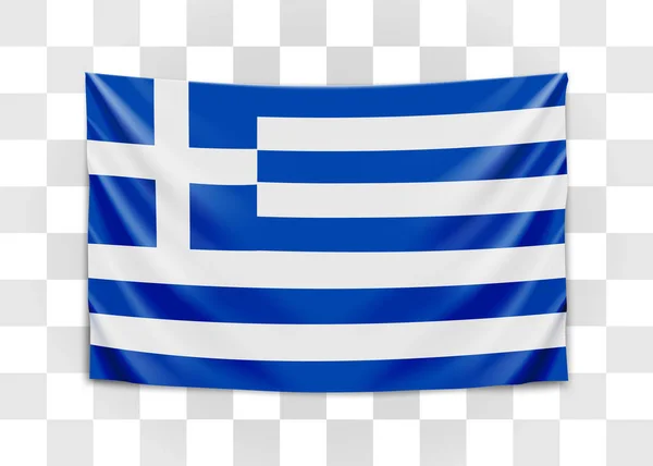 Flagge Griechenlands aufhängen. Griechische Republik. Konzept der griechischen Nationalflagge. — Stockvektor