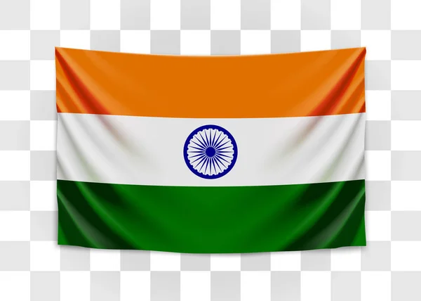 Hängande Indiens flagga. Republiken Indien. Flagga-konceptet. — Stock vektor